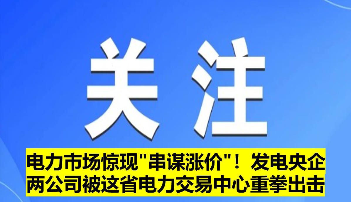 電力市場(chǎng)驚現(xiàn)"串謀漲價(jià)"！發(fā)電央企兩公司被這省電力交易中心重拳出擊?